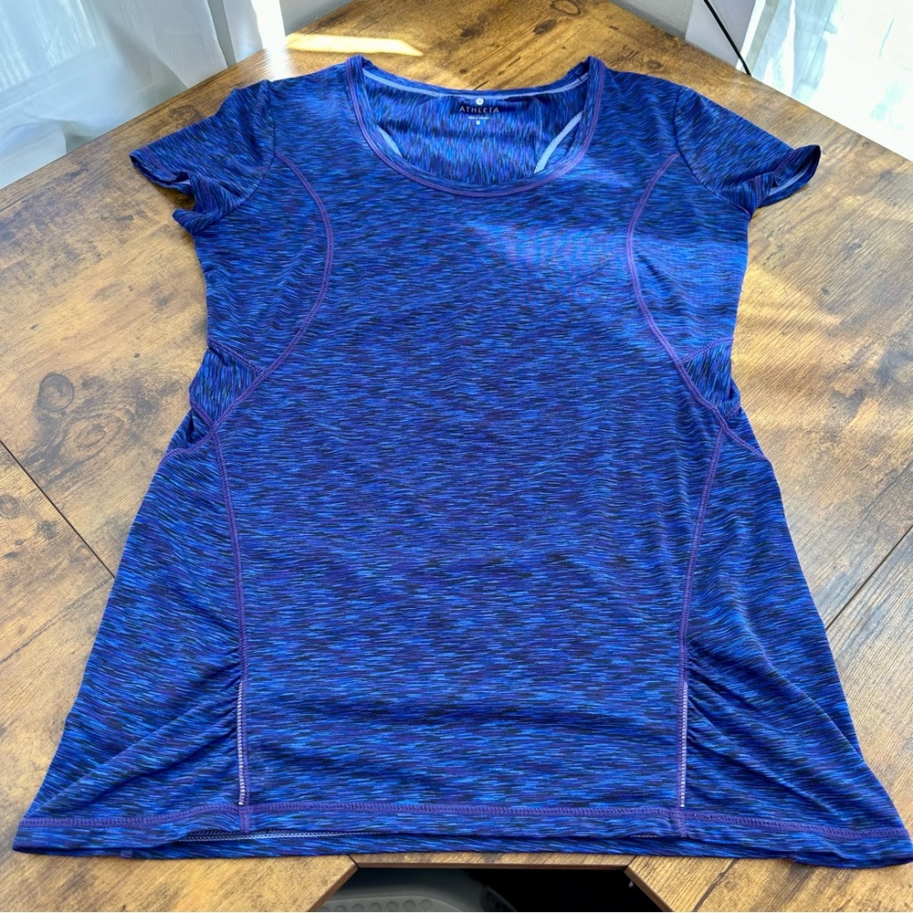 Athleta Purple and Blue Pop Space-Dye Athletic Tee, Small - Picture 3 of 12